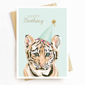 Tiger Party Faces Birthday Card