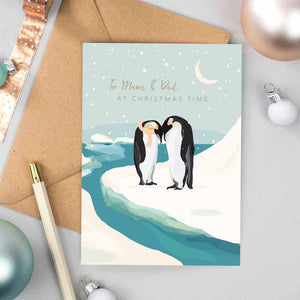 Mum & Dad Christmas Penguin Card