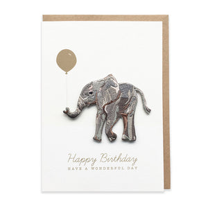 Elephant Embroidered Iron On Patch Birthday Card