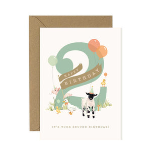 2nd Birthday Card Farmyard Fiesta