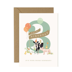 3rd Birthday Card Farmyard Fiesta