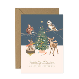 Festive Woodland Animals Christmas Cards Welsh