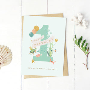 1st Birthday Under The Sea Card