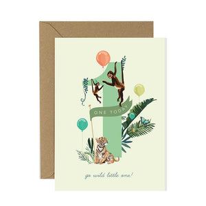 1st Birthday Card Jungle Jamboree