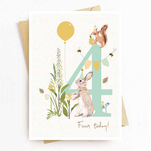 4th Birthday Little Hedgerow Card