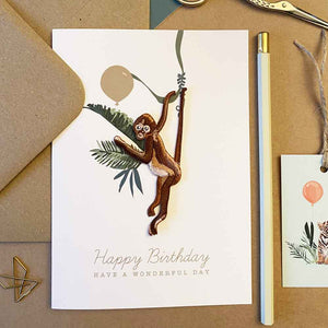 Monkey Iron On Patch Birthday Card