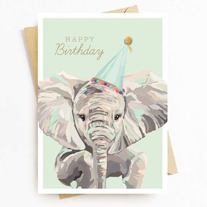 Elephant Party Faces Birthday Card