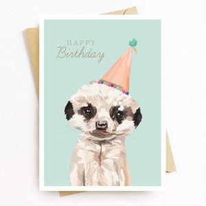 Meerkat Party Faces Birthday Card