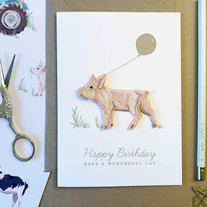 Piglet Iron On Patch Birthday Card