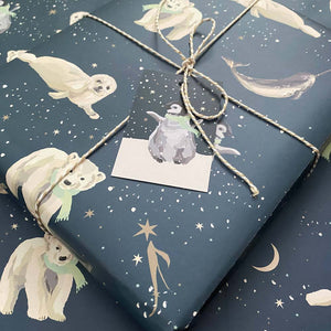 Polar Animals Wrap - Wholesale Pack of 25 sheets & 25 Tags