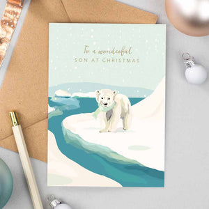 Special Son Polar Bear Christmas Card