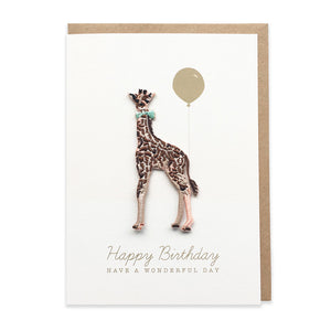 Giraffe Embroidered Iron On Patch Birthday Card