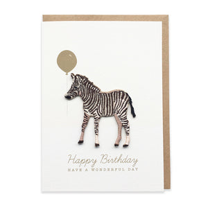 Zebra Embroidered Iron On Patch Birthday Card
