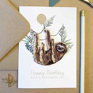 Sloth Iron On Patch Birthday Card