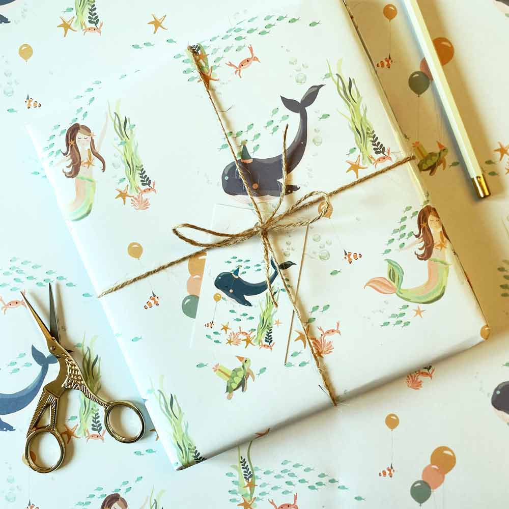 Under The Sea Wrap - Wholesale Pack of 25 sheets & 25 Tags