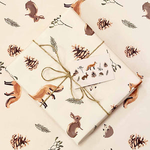 Winter Woodland Wrap - Wholesale Pack of 25 sheets & 25 Tags