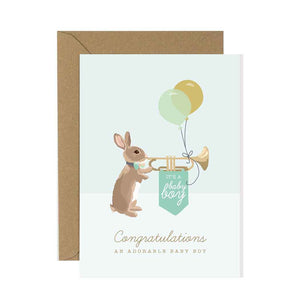 New Baby Boy Rabbit Card