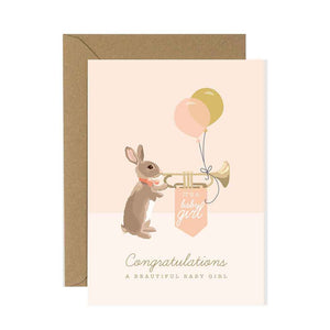 New Baby Girl Rabbit Card