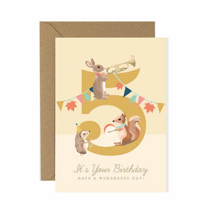 5th Birthday Card Woodland Parade