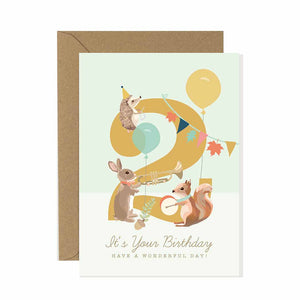 2nd Birthday Card Woodland Parade