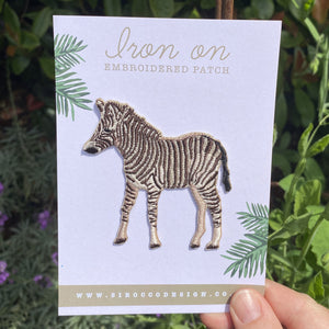 Zebra Iron On Embroidered Patch